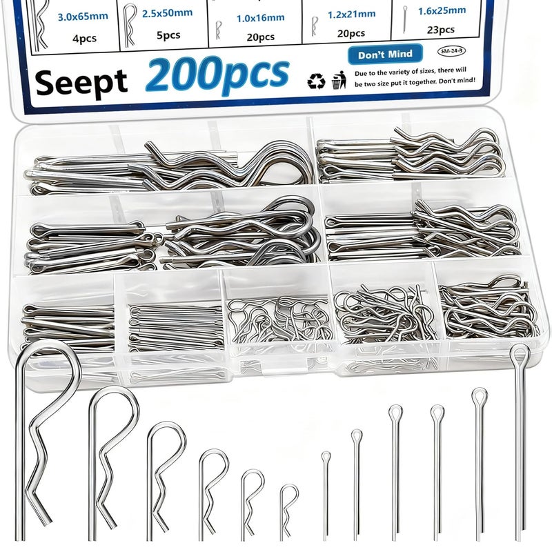 Seept Cotter Pins Assortment Kit 304 Stainless Steel Hitch Pin Clip Tractor Used for Hitch Pin Lock System Farm Tools and Tractor implements/Tractor Accessories/Parts - Image 1
